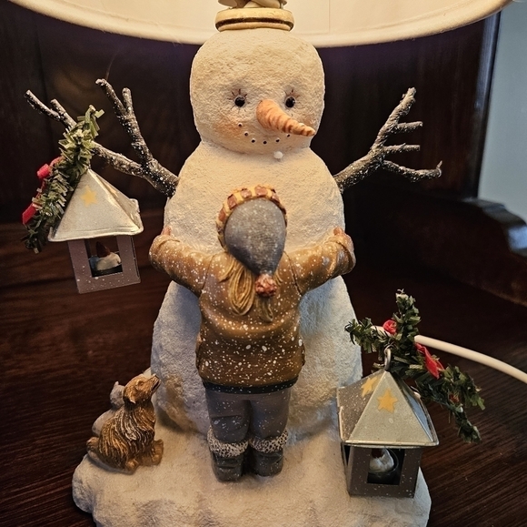 Pat Richter Homestead workshop Snowman love table lamp . - Picture 10 of 16